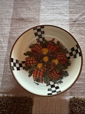 MacKenzie-Childs Evergreen Christmas enamel  relish Bowl